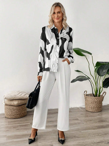 EMERY ROSE Long Sleeve Graphic Shirt Professional Clothes EMERY ROSE Long Sleeve Graphic Shirt Professional Clothes