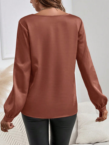 EMERY ROSE Long Sleeve Shirt,Women's Round-Neck Long-Sleeve Elegant Pink Shirt EMERY ROSE Long Sleeve Shirt,Women's Round-Neck Long-Sleeve Elegant Pink Shirt