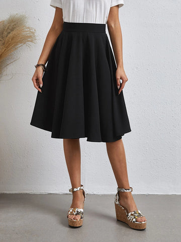 EMERY ROSE Solid Flared Skirt EMERY ROSE Solid Flared Skirt