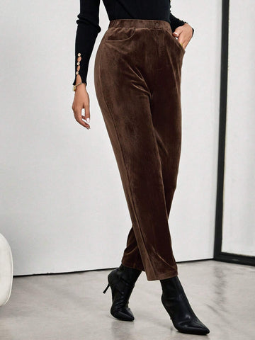 EMERY ROSE Women Corduroy Nomadic Style Brown Pants EMERY ROSE Women Corduroy Nomadic Style Brown Pants