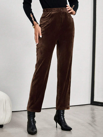 EMERY ROSE Women Corduroy Nomadic Style Brown Pants EMERY ROSE Women Corduroy Nomadic Style Brown Pants