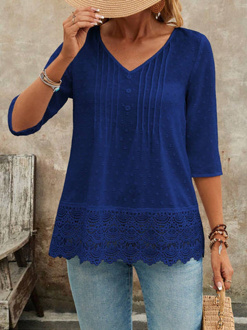 EMERY ROSE Women V-Neck Button Up Casual Blouse EMERY ROSE Women V-Neck Button Up Casual Blouse