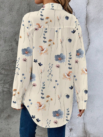 EMERY ROSE Women's Casual Floral Print Batwing Loose Long Sleeve Shirt, Spring Autumn EMERY ROSE Women's Casual Floral Print Batwing Loose Long Sleeve Shirt, Spring Autumn