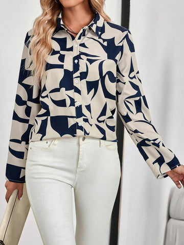 EMERY ROSE Women's Casual Random Print Blouse, Fall EMERY ROSE Women's Casual Random Print Blouse, Fall