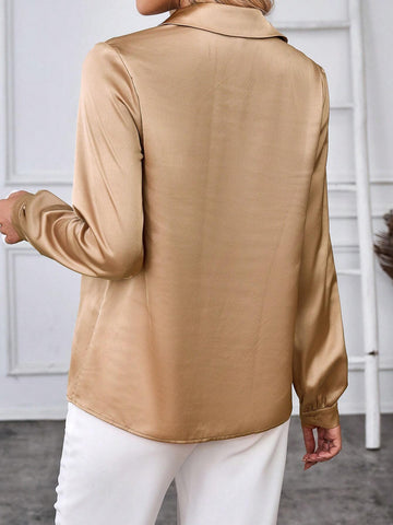 EMERY ROSE Women's Casual Solid Color Long Sleeve Blouse EMERY ROSE Women's Casual Solid Color Long Sleeve Blouse