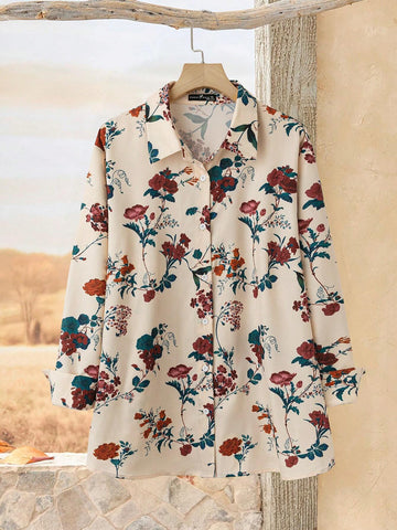 EMERY ROSE Women's Floral Print Long Sleeve Elegant Country Style Blouse, Autumn EMERY ROSE Women's Floral Print Long Sleeve Elegant Country Style Blouse, Autumn