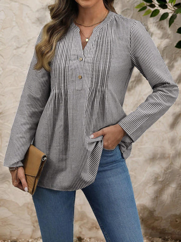 EMERY ROSE Women's Long Sleeve Button Up Blouse, Casual Tops For Homecoming, Autumn/Fall Season EMERY ROSE Women's Long Sleeve Button Up Blouse, Casual Tops For Homecoming, Autumn/Fall Season
