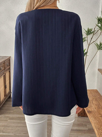 EMERY ROSE Women's Oversized V-Neck Casual Shirt Long Fall Sleeve Shirt EMERY ROSE Women's Oversized V-Neck Casual Shirt Long Fall Sleeve Shirt