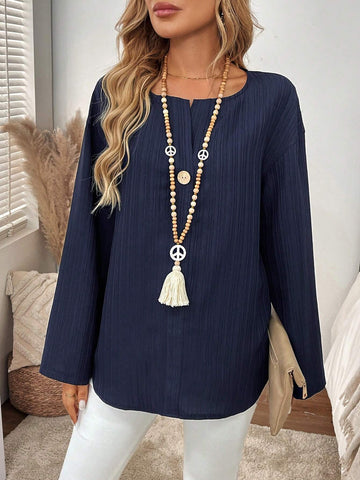 EMERY ROSE Women's Oversized V-Neck Casual Shirt Long Fall Sleeve Shirt EMERY ROSE Women's Oversized V-Neck Casual Shirt Long Fall Sleeve Shirt