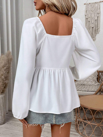 EMERY ROSE Women's Solid Color Elegant Pleated Ribbon Collar Long Sleeve Blouse, Spring/Autumn EMERY ROSE Women's Solid Color Elegant Pleated Ribbon Collar Long Sleeve Blouse, Spring/Autumn