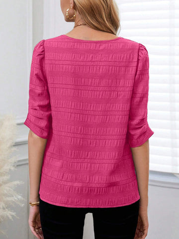 EMERY ROSE Women's Solid Color Midi Length Casual Blouse EMERY ROSE Women's Solid Color Midi Length Casual Blouse