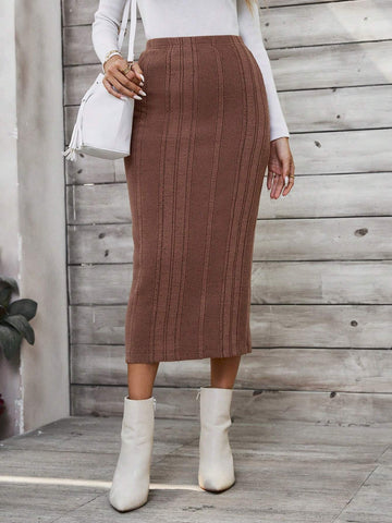 EMERY ROSE Women's Solid Color Simple Casual Skirt EMERY ROSE Women's Solid Color Simple Casual Skirt