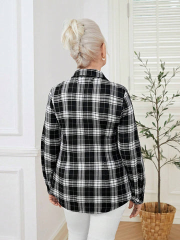 EMERY ROSE Women's Spring Summer V-Neck Long Sleeve Casual Plaid Shirt Women Blouses Fall Women Shirts EMERY ROSE Women's Spring Summer V-Neck Long Sleeve Casual Plaid Shirt Women Blouses Fall Women Shirts