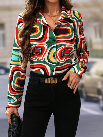 EMERY ROSE Women's Spring & Autumn Long Sleeve Striped Casual Blouse EMERY ROSE Women's Spring & Autumn Long Sleeve Striped Casual Blouse