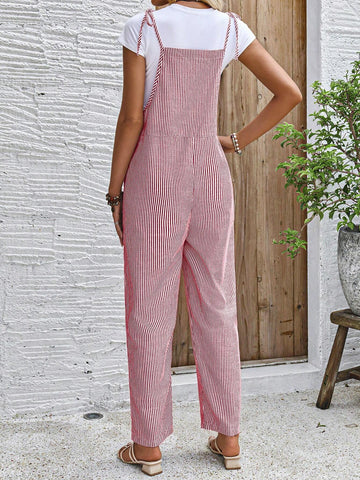 EMERY ROSE Women's Stripe Printed Pocket Spaghetti Strap Jumpsuit, Summer EMERY ROSE Women's Stripe Printed Pocket Spaghetti Strap Jumpsuit, Summer