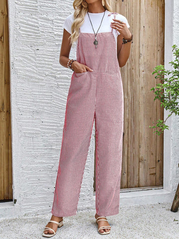 EMERY ROSE Women's Stripe Printed Pocket Spaghetti Strap Jumpsuit, Summer EMERY ROSE Women's Stripe Printed Pocket Spaghetti Strap Jumpsuit, Summer