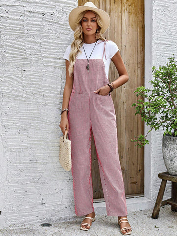 EMERY ROSE Women's Stripe Printed Pocket Spaghetti Strap Jumpsuit, Summer EMERY ROSE Women's Stripe Printed Pocket Spaghetti Strap Jumpsuit, Summer