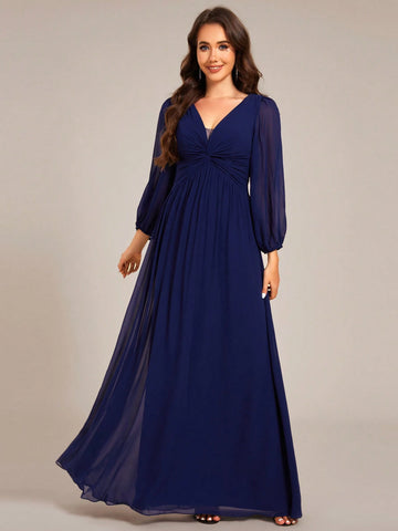 EVER-PRETTY Elegant Chiffon V-Neck Long Bridesmaid Dress EVER-PRETTY Elegant Chiffon V-Neck Long Bridesmaid Dress