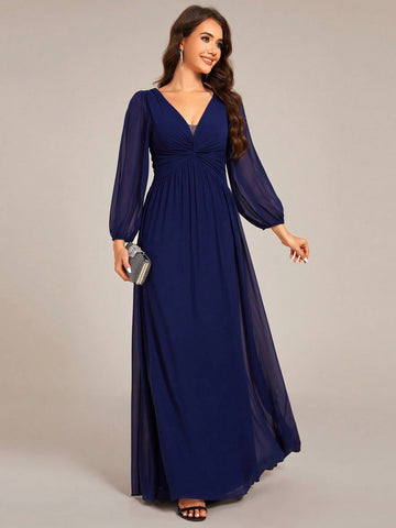 EVER-PRETTY Elegant Chiffon V-Neck Long Bridesmaid Dress EVER-PRETTY Elegant Chiffon V-Neck Long Bridesmaid Dress