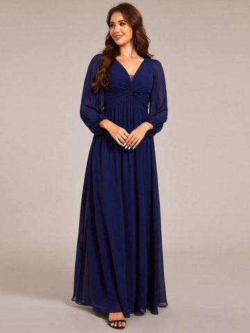 EVER-PRETTY Elegant Chiffon V-Neck Long Bridesmaid Dress EVER-PRETTY Elegant Chiffon V-Neck Long Bridesmaid Dress