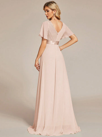 EVER-PRETTY Plunging Neck Butterfly Sleeve Chiffon Bridesmaid Dress EVER-PRETTY Plunging Neck Butterfly Sleeve Chiffon Bridesmaid Dress