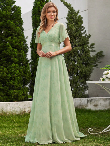 EVER-PRETTY Simple And Elegant V-Neck Bridesmaid Dress For Women EVER-PRETTY Simple And Elegant V-Neck Bridesmaid Dress For Women