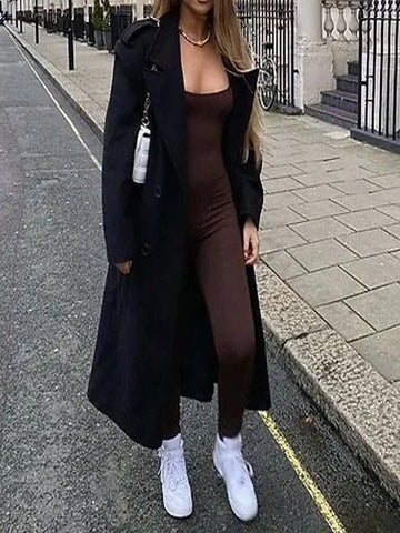 Elegant Casual Solid Black Long Sleeve Jumpsuit, V-Neck Elegant Casual Solid Black Long Sleeve Jumpsuit, V-Neck