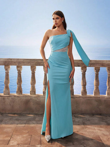 Elegant Sequin Splice Satin Mermaid Bridesmaid Dress, Sisters Evening Dress, Party Wedding Formal Blue Long Dress Elegant Sequin Splice Satin Mermaid Bridesmaid Dress, Sisters Evening Dress, Party Wedding Formal Blue Long Dress