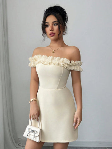 Elenzga Women's Romantic Off-Shoulder Cut Out Waist Midi Dress Elenzga Women's Romantic Off-Shoulder Cut Out Waist Midi Dress