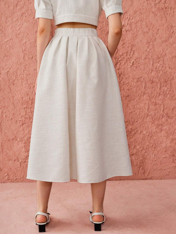 Enchnt Autumn Romantic Women's Sweetheart Elegant Princess Pleated White Tweed Skirt Enchnt Autumn Romantic Women's Sweetheart Elegant Princess Pleated White Tweed Skirt