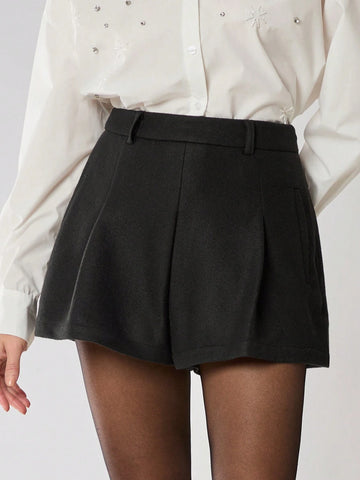Enchnt New Autumn Winter Products,Women Simple Solid Color Pleated Slant Pocket Casual Woolen Shorts,Autumn/Winter,Fall Winter Women's Clothing Enchnt New Autumn Winter Products,Women Simple Solid Color Pleated Slant Pocket Casual Woolen Shorts,Autumn/Winter,Fall Winter Women's Clothing