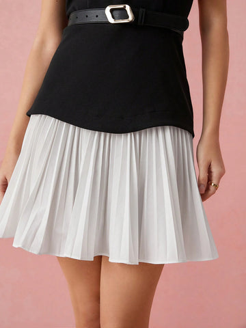 Enchnt Spring/Summer Romantic Women's Fashionable Black&White Contrast Color Pleated Hem Cute Tube Mini Dress With Belt,Sweet&Sexy For Valentine Day&Birthday&Holiday Party &Sweet Date Night&Daily Commuting&Office Siren Enchnt Spring/Summer Romantic Women's Fashionable Black&White Contrast Color Pleated Hem Cute Tube Mini Dress With Belt,Sweet&Sexy For Valentine Day&Birthday&Holiday Party &Sweet Date Night&Daily Commuting&Office Siren