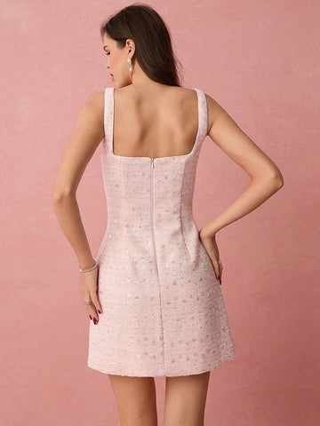 Enchnt Spring/Summer Romantic Women's Soft Pink Square Neck Sleeveless Floral Sequin Embroidery Fancy Yarn Tweed Cute Mini Dress,Sweet&Elegant&Sexy For Valentine Day&Birthday&Holiday Party &Sweet Date Night&Daily Commuting&Prom&Wedding&Vacation Enchnt Spring/Summer Romantic Women's Soft Pink Square Neck Sleeveless Floral Sequin Embroidery Fancy Yarn Tweed Cute Mini Dress,Sweet&Elegant&Sexy For Valentine Day&Birthday&Holiday Party &Sweet Date Night&Daily Commuting&Prom&Wedding&Vacation