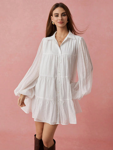 Enchnt Spring/Summer Romantic Women's White Front Button Long Sleeve Ruched A-Line Short Shirt Dress,Sweet&Elegant For Valentine Day&Holiday Party &Sweet Date Night&Daily Commuting&Vacation,Casual And Comfortable&Good Air Permeability Enchnt Spring/Summer Romantic Women's White Front Button Long Sleeve Ruched A-Line Short Shirt Dress,Sweet&Elegant For Valentine Day&Holiday Party &Sweet Date Night&Daily Commuting&Vacation,Casual And Comfortable&Good Air Permeability