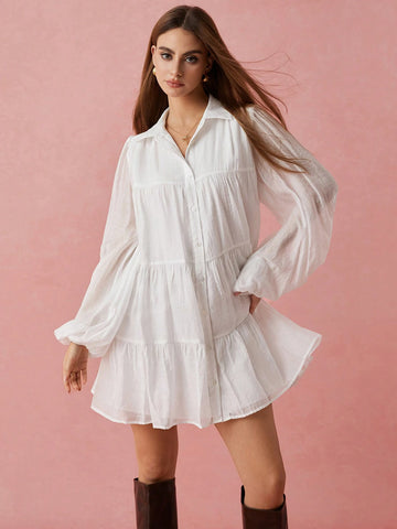 Enchnt Spring/Summer Romantic Women's White Front Button Long Sleeve Ruched A-Line Short Shirt Dress,Sweet&Elegant For Valentine Day&Holiday Party &Sweet Date Night&Daily Commuting&Vacation,Casual And Comfortable&Good Air Permeability Enchnt Spring/Summer Romantic Women's White Front Button Long Sleeve Ruched A-Line Short Shirt Dress,Sweet&Elegant For Valentine Day&Holiday Party &Sweet Date Night&Daily Commuting&Vacation,Casual And Comfortable&Good Air Permeability