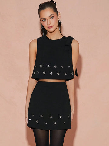 Enchnt Winter/Spring Romantic Women's Black Metal Little Flower Decor A-Line Cute Mini Skirt,Sweet&Elegant For Christmas Party&Pretty Date Nights&Romantic Dinner Dates Enchnt Winter/Spring Romantic Women's Black Metal Little Flower Decor A-Line Cute Mini Skirt,Sweet&Elegant For Christmas Party&Pretty Date Nights&Romantic Dinner Dates