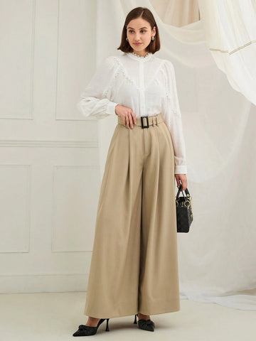 Enchnt Winter Romantic Women's Casual Solid Large Wide Leg Pants,For Christmas Party&Romantic Dinner Dates,Versatile For Everyday Use Enchnt Winter Romantic Women's Casual Solid Large Wide Leg Pants,For Christmas Party&Romantic Dinner Dates,Versatile For Everyday Use