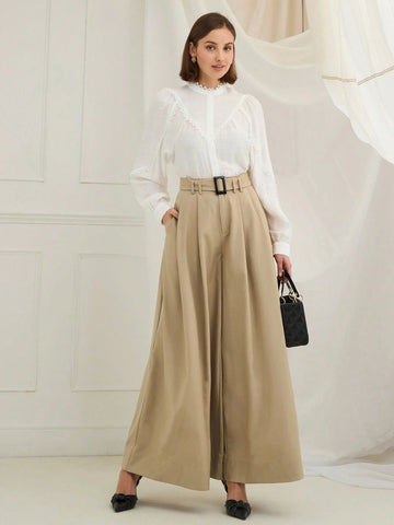 Enchnt Winter Romantic Women's Casual Solid Large Wide Leg Pants,For Christmas Party&Romantic Dinner Dates,Versatile For Everyday Use Enchnt Winter Romantic Women's Casual Solid Large Wide Leg Pants,For Christmas Party&Romantic Dinner Dates,Versatile For Everyday Use