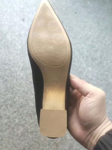 Women, Chunky Heel Apricot Color Crystal Buckle Women, Chunky Heel Apricot Color Crystal Buckle