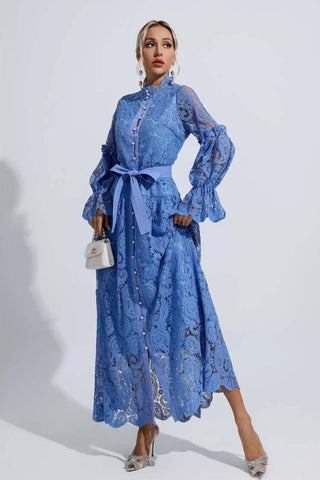 Esmeralda Blue Lace Floral Cutout Maxi Dress Esmeralda Blue Lace Floral Cutout Maxi Dress