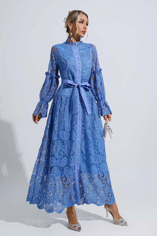 Esmeralda Blue Lace Floral Cutout Maxi Dress Esmeralda Blue Lace Floral Cutout Maxi Dress