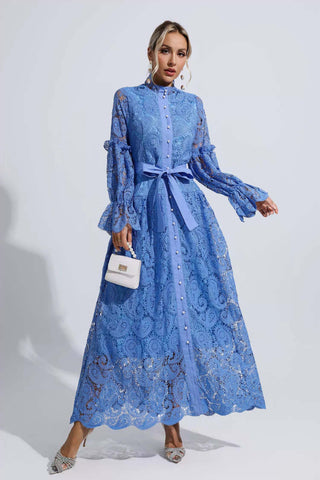 Esmeralda Blue Lace Floral Cutout Maxi Dress Esmeralda Blue Lace Floral Cutout Maxi Dress