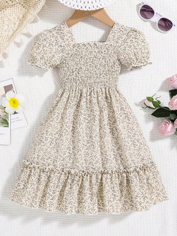 European And American Girls Summer Casual Floral Dress, Suitable For Outings, Vacations, And Party Dress. European And American Girls Summer Casual Floral Dress, Suitable For Outings, Vacations, And Party Dress.