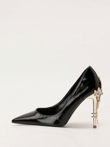 European & American Style Luxury Sexy Women's Shoes, Fashion Metal Floral Thin High Heel Pointed Toe Pumps European & American Style Luxury Sexy Women's Shoes, Fashion Metal Floral Thin High Heel Pointed Toe Pumps