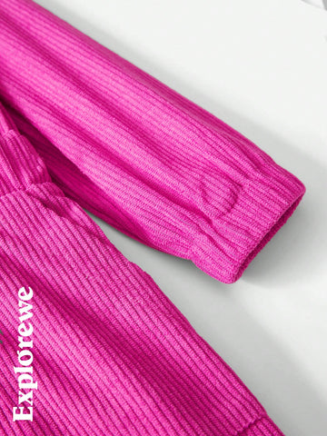 Explorewe 1pc Girl Toddler Urban Casual Style Long Sleeve Corduroy Jumpsuit, Comfortable Romper Suitable For Outdoor, Sports, Casual Daily, Party, School And Other Occasions Explorewe 1pc Girl Toddler Urban Casual Style Long Sleeve Corduroy Jumpsuit, Comfortable Romper Suitable For Outdoor, Sports, Casual Daily, Party, School And Other Occasions