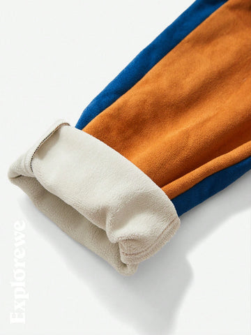 Explorewe Young Girl Trendy Casual Patchwork Color Jumpsuit, Suitable For Autumn Explorewe Young Girl Trendy Casual Patchwork Color Jumpsuit, Suitable For Autumn