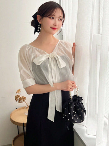 FRIFUL Ladies' Short Sleeve Top With Flounced Hem And Skirt Set, Perfect For Summer FRIFUL Ladies' Short Sleeve Top With Flounced Hem And Skirt Set, Perfect For Summer