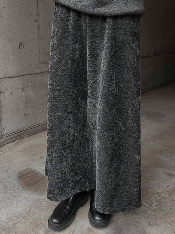 FRIFUL Women Velvet Solid Color High Waist A-Line Skirt, Autumn/Winter FRIFUL Women Velvet Solid Color High Waist A-Line Skirt, Autumn/Winter