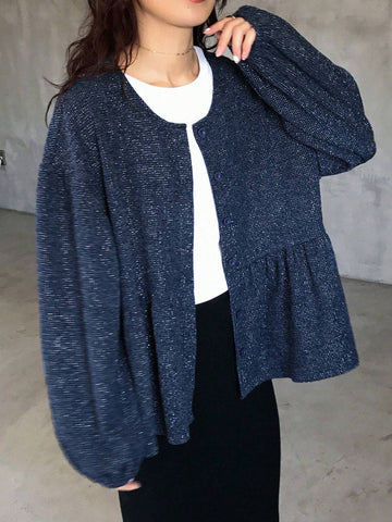 FRIFUL Women's Casual Glitter Ruffled Hem Blouse, Spring & Fall FRIFUL Women's Casual Glitter Ruffled Hem Blouse, Spring & Fall