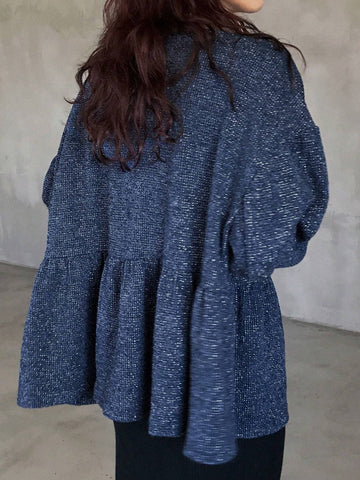 FRIFUL Women's Casual Glitter Ruffled Hem Blouse, Spring & Fall FRIFUL Women's Casual Glitter Ruffled Hem Blouse, Spring & Fall